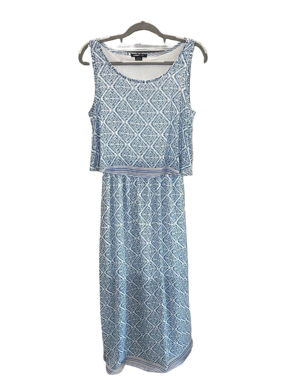 Robert Louis Light Blue Printed Tank Sheer Maxi Dress